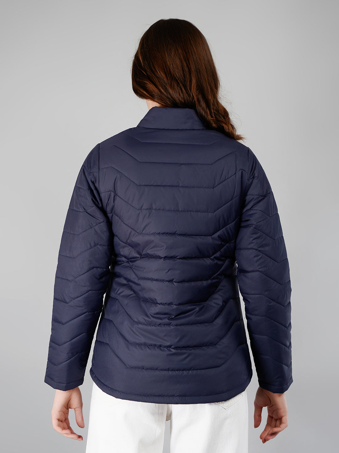 Women Puffer Jacket Reversible - Navy / Fuchsia
