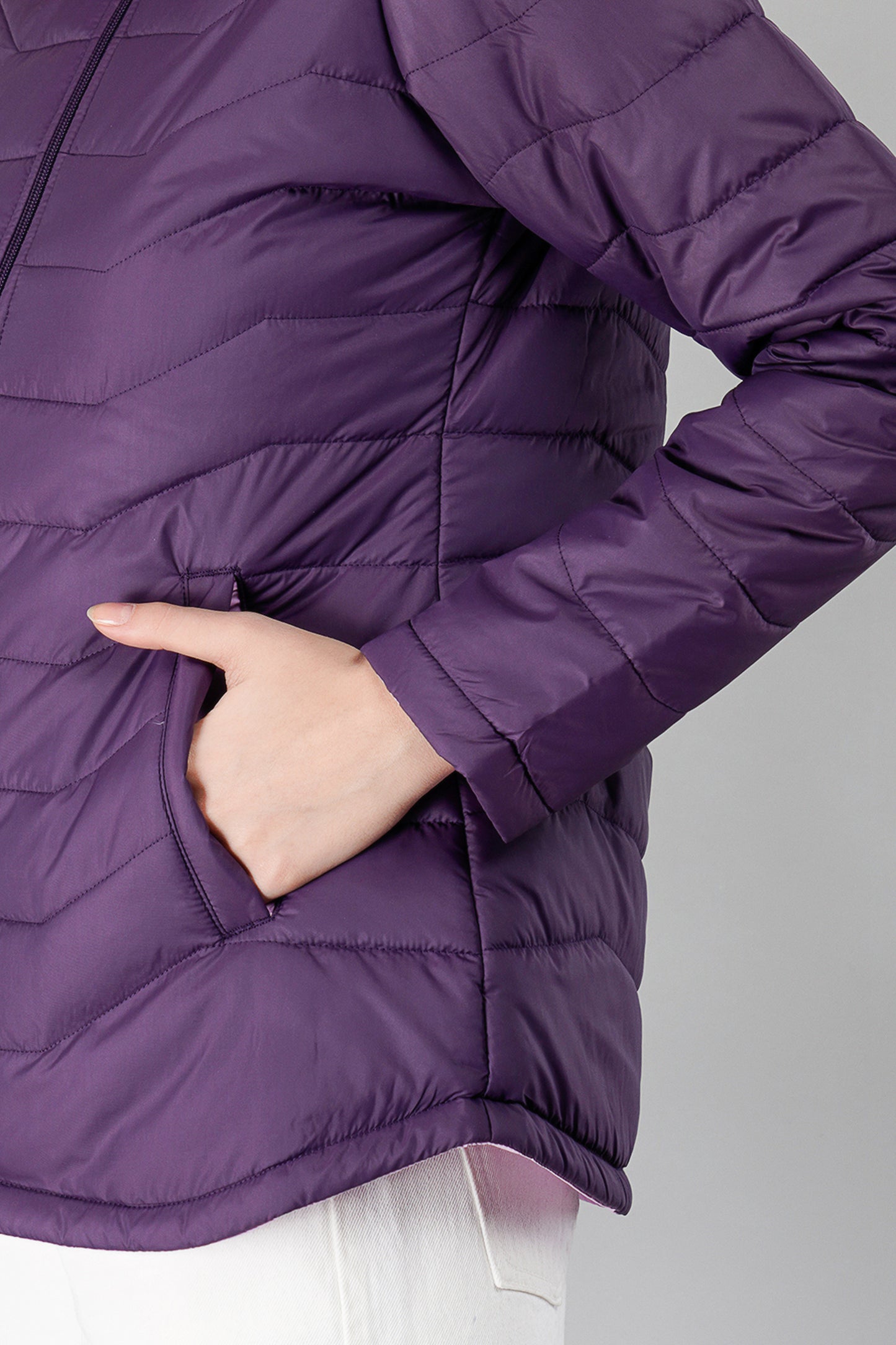 Women Puffer Jacket Reversible - Purple / Mouve