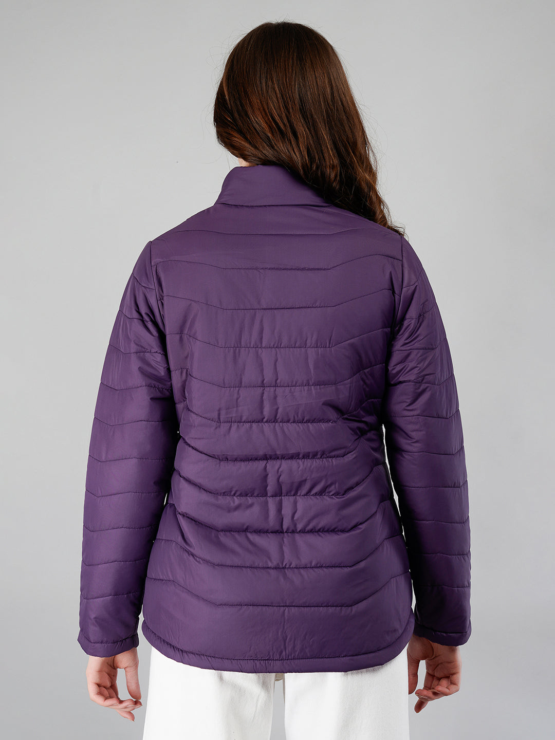 Women Puffer Jacket Reversible - Purple / Mouve