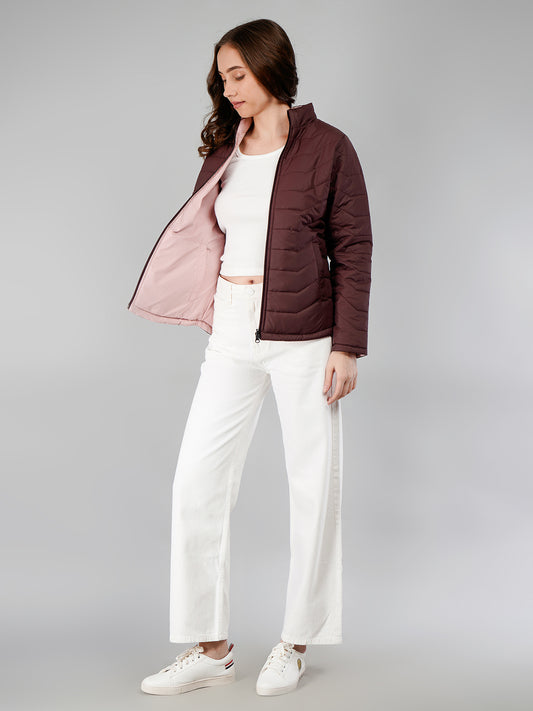 Women Puffer Jacket Reversible - Brown/Peach