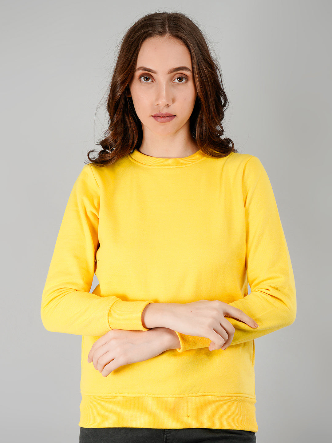 Solid Sweatshirt : Yellow