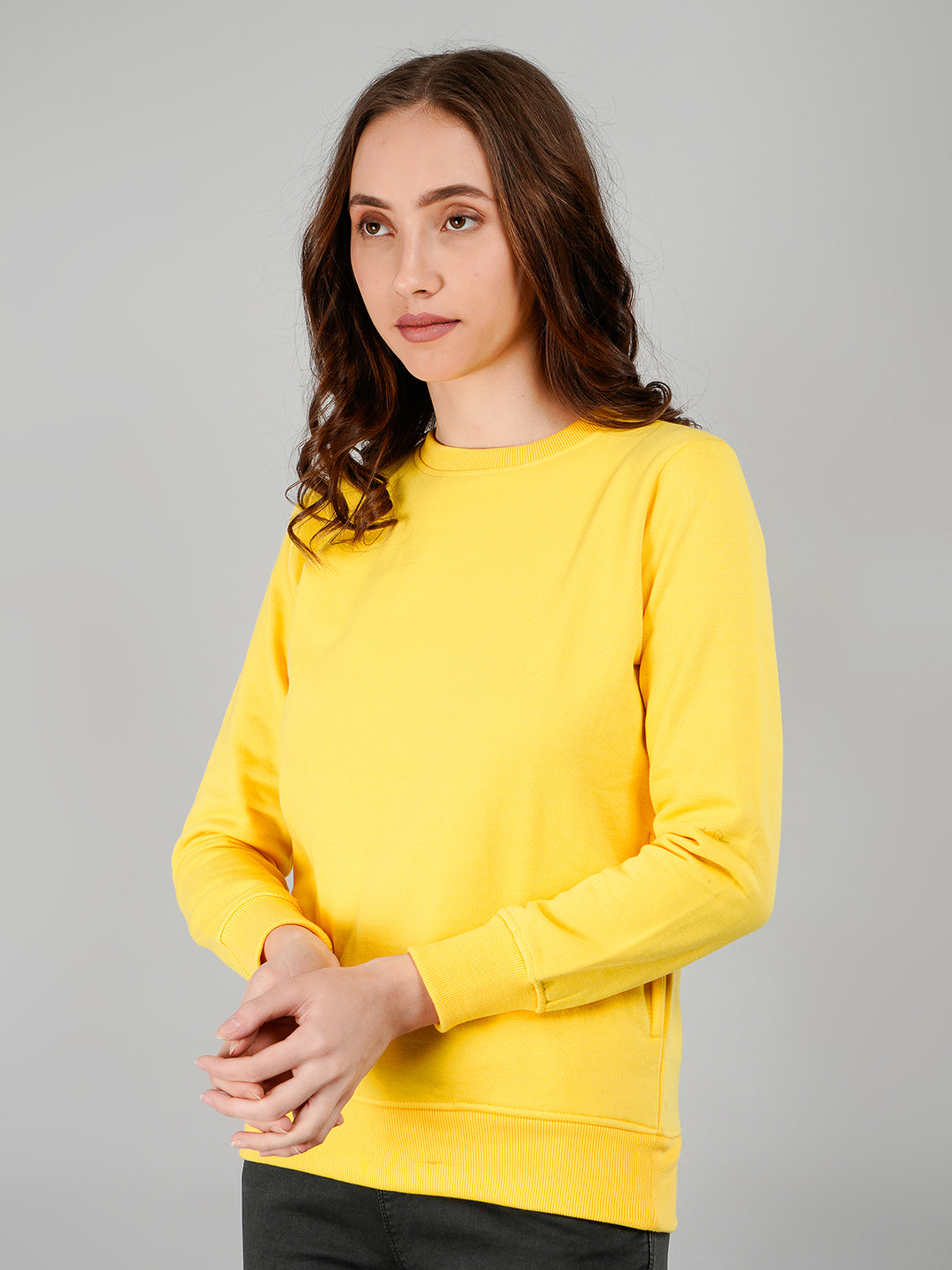 Solid Sweatshirt : Yellow