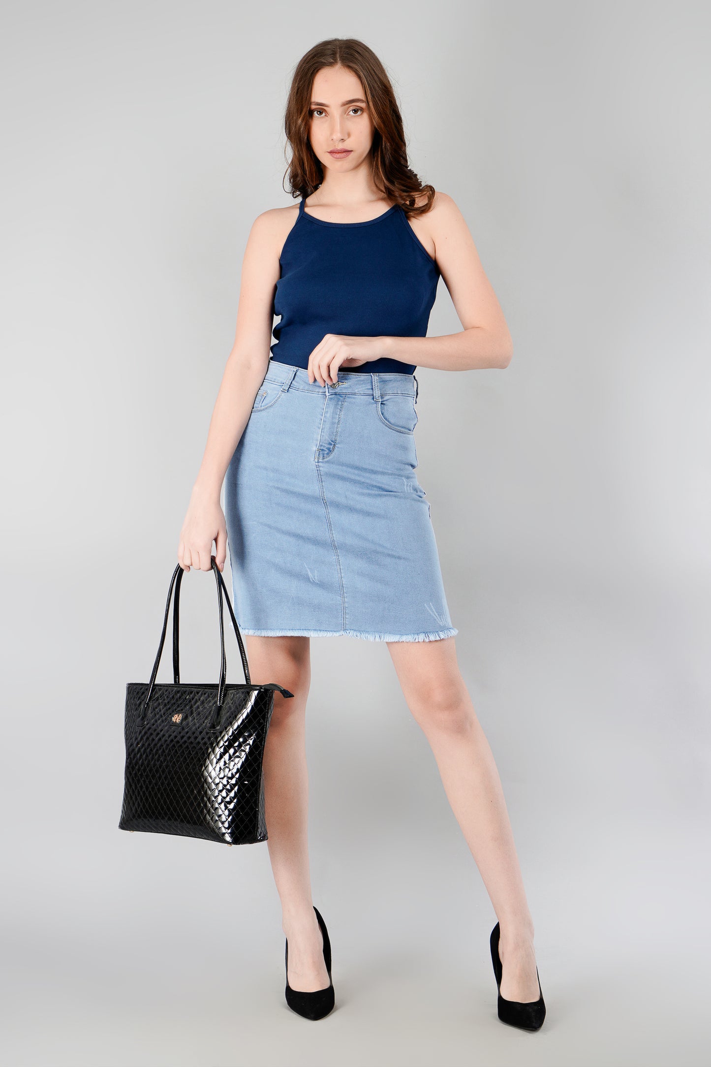 Women's Denim Skirts in Light Blue by Be Simple