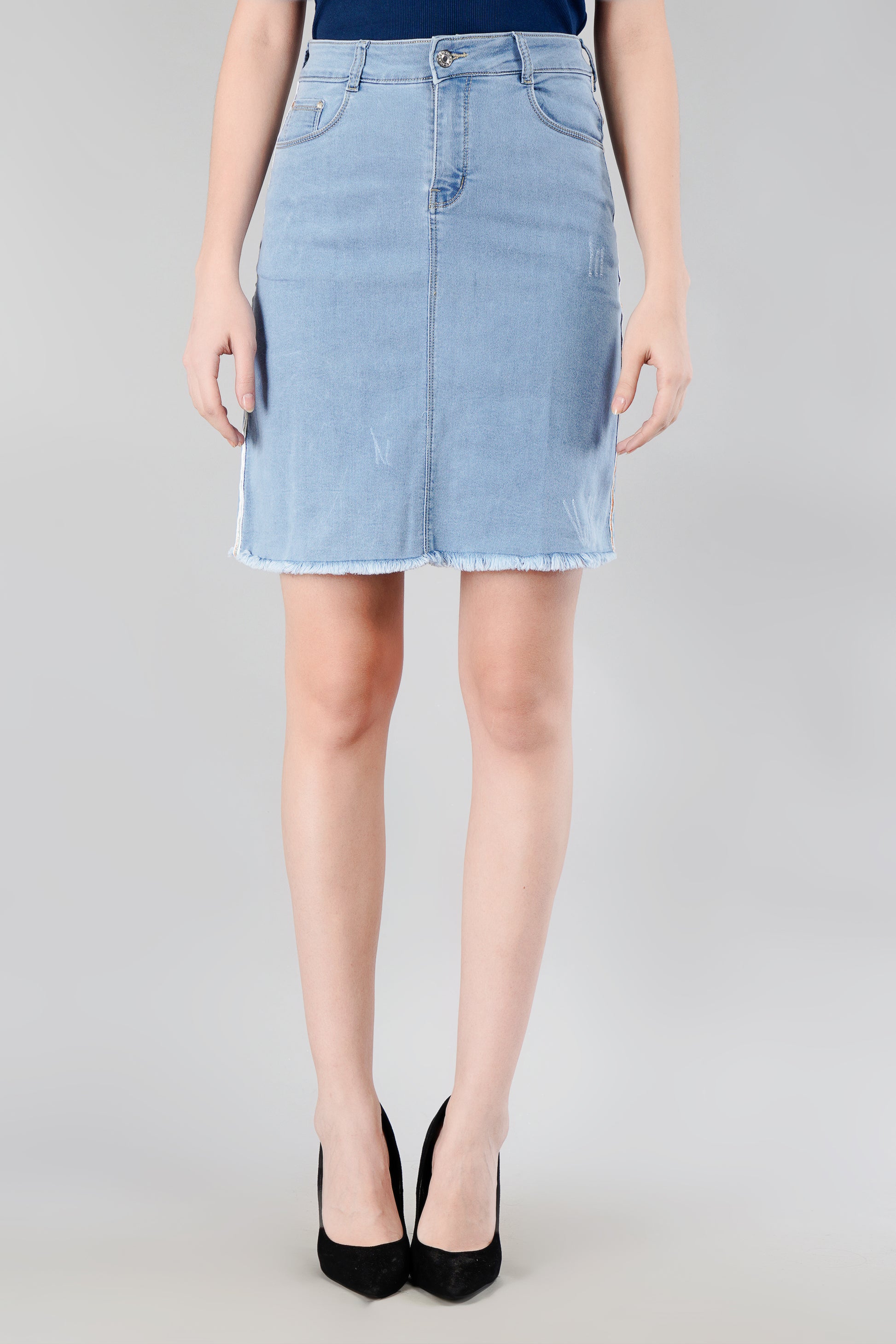 Women's Denim Skirts in Light Blue by Be Simple