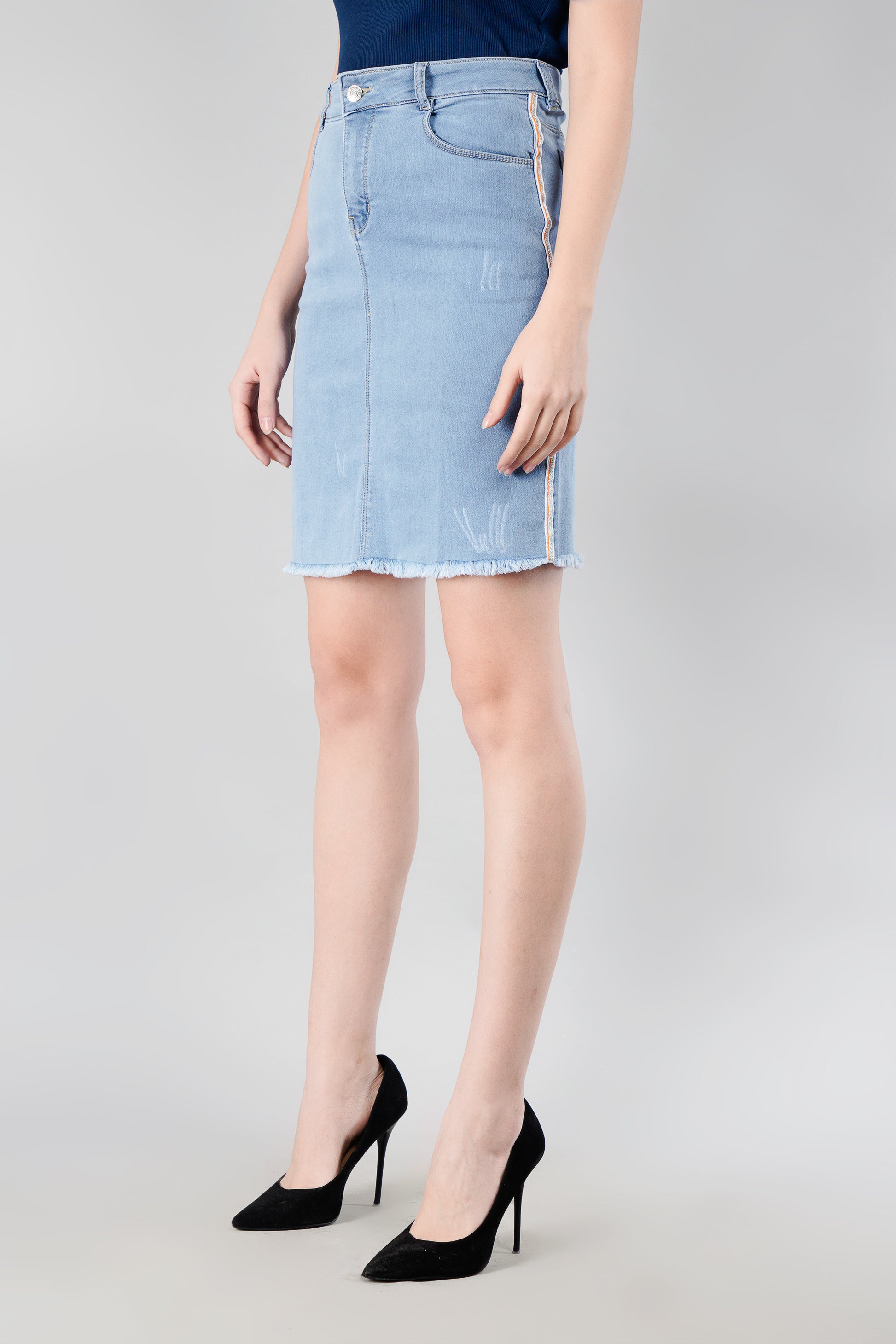 Women's Denim Skirts in Light Blue by Be Simple