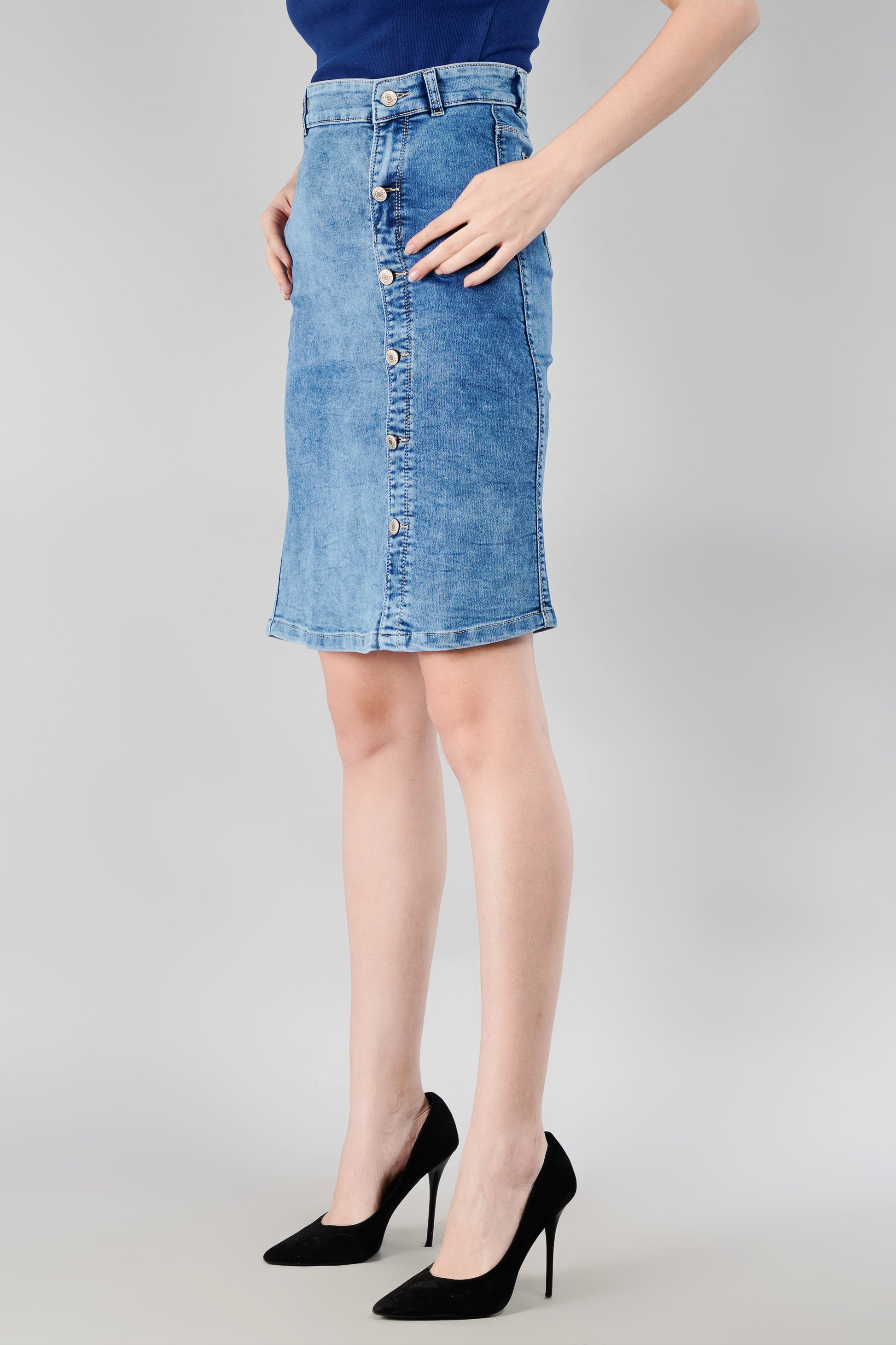 Women's Denim Skirts in Blue by Be Simple